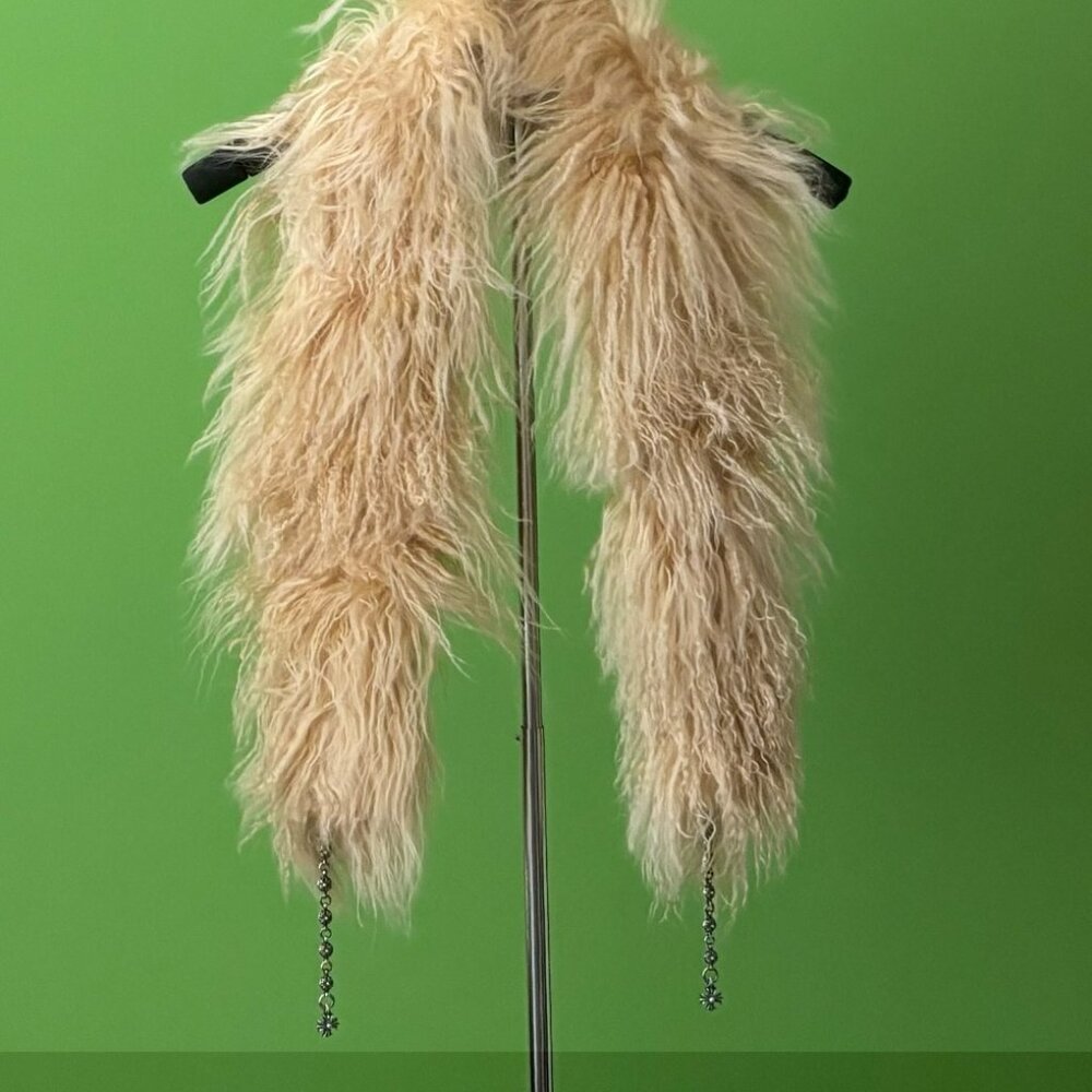 Chrome Hearts Vintage Fur Shawl w/ Sterling Silver CH Plus Motif (Used)